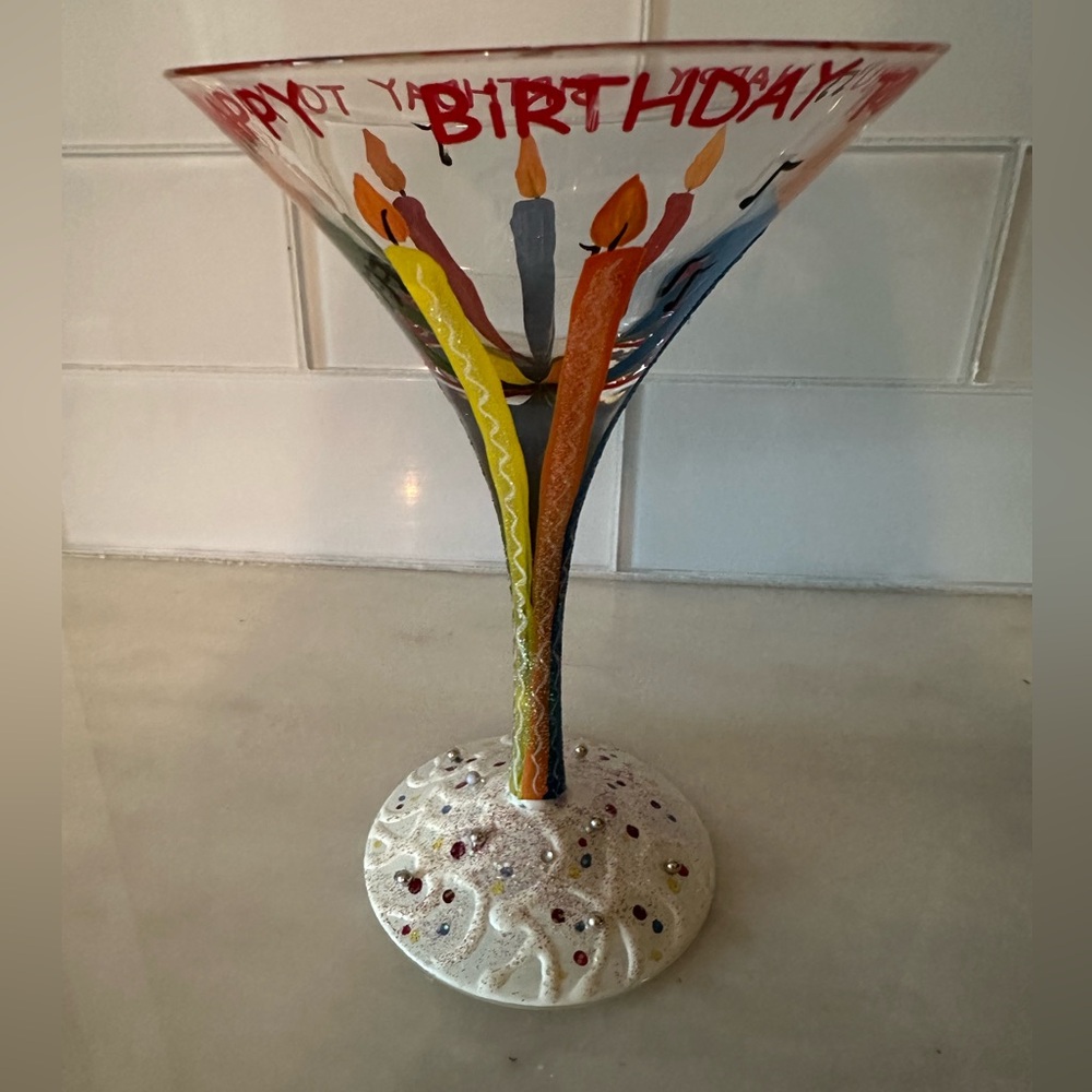 Lolita Hand-Painted Happy Birthday-Tini Celebration Glass, NIB